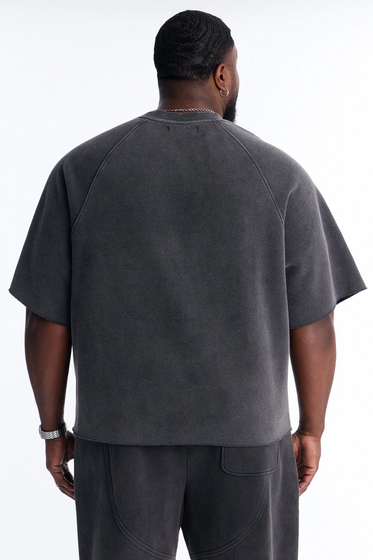 Washed Raw Edge Oversized Tee - Black Wash