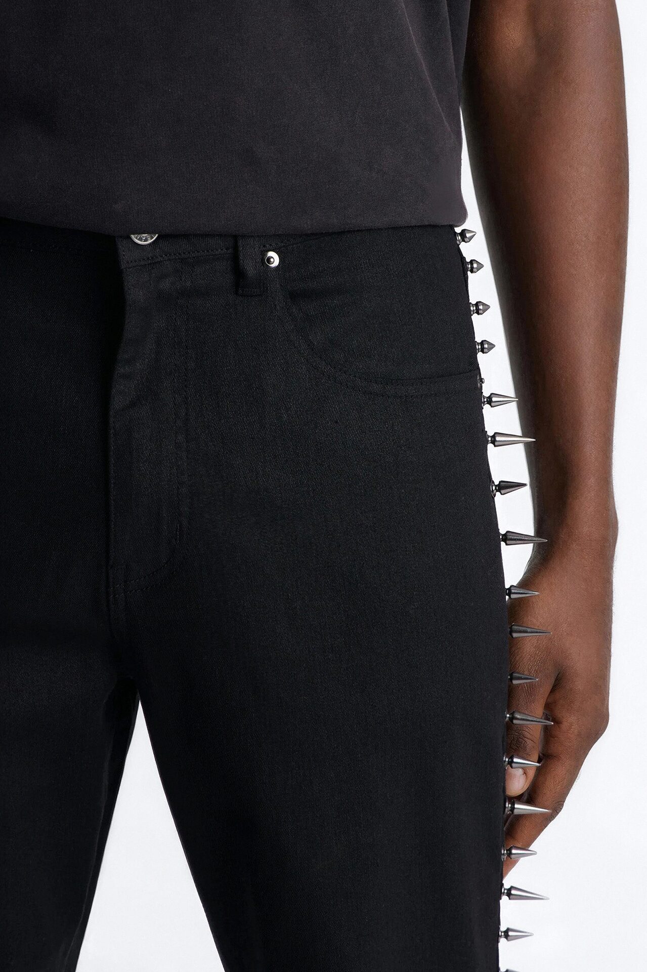 Stacked Slim Flare Waxed Cyber Spike Jean - Black