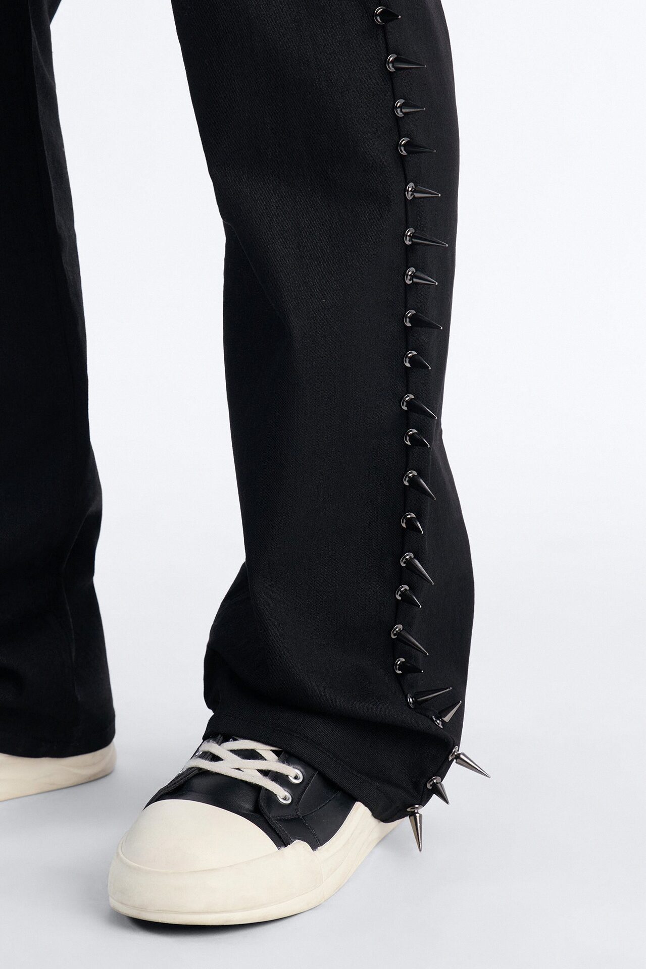 Stacked Slim Flare Waxed Cyber Spike Jean - Black