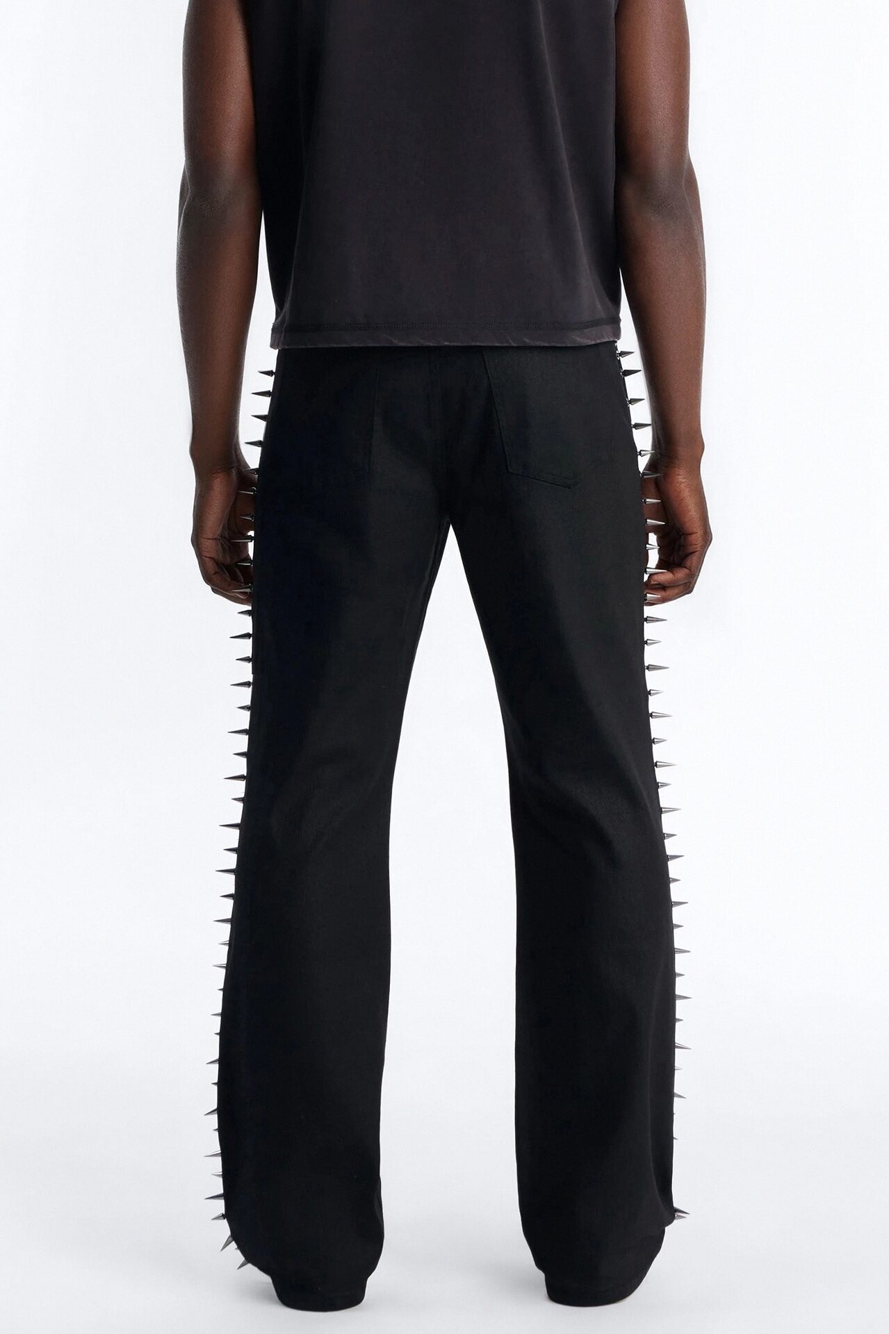 Stacked Slim Flare Waxed Cyber Spike Jean - Black