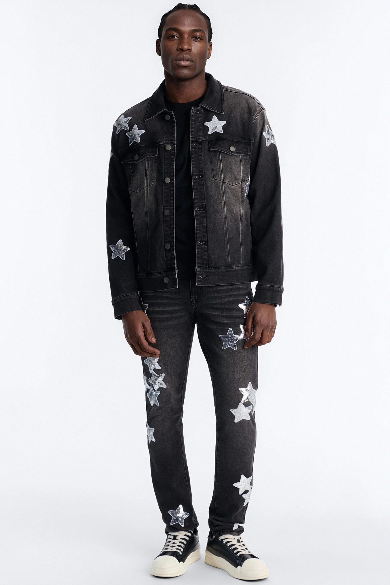 Stacked Skinny Electric Stretch Denim Jeans - Black Wash
