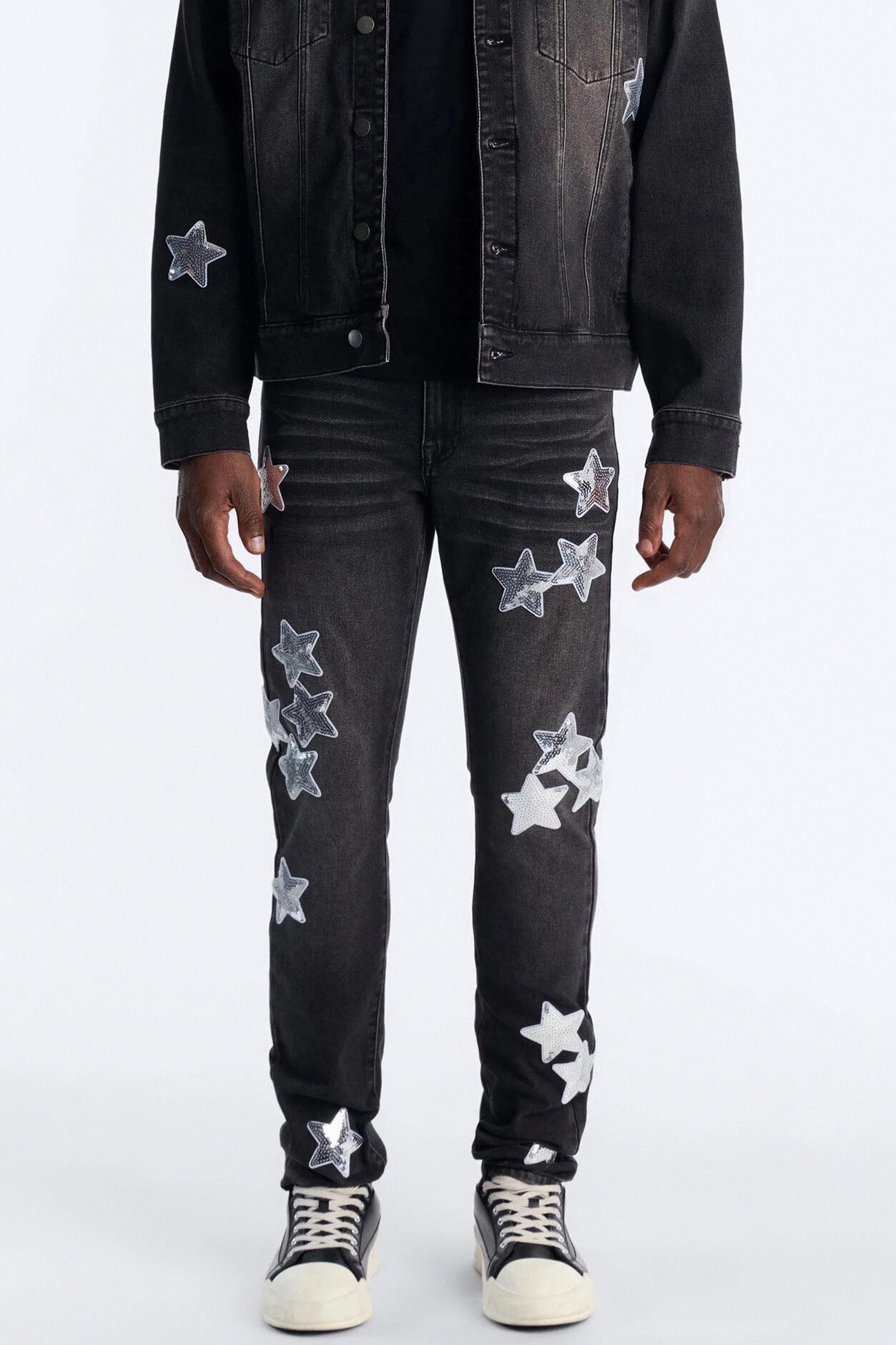 Stacked Skinny Electric Stretch Denim Jeans - Black Wash