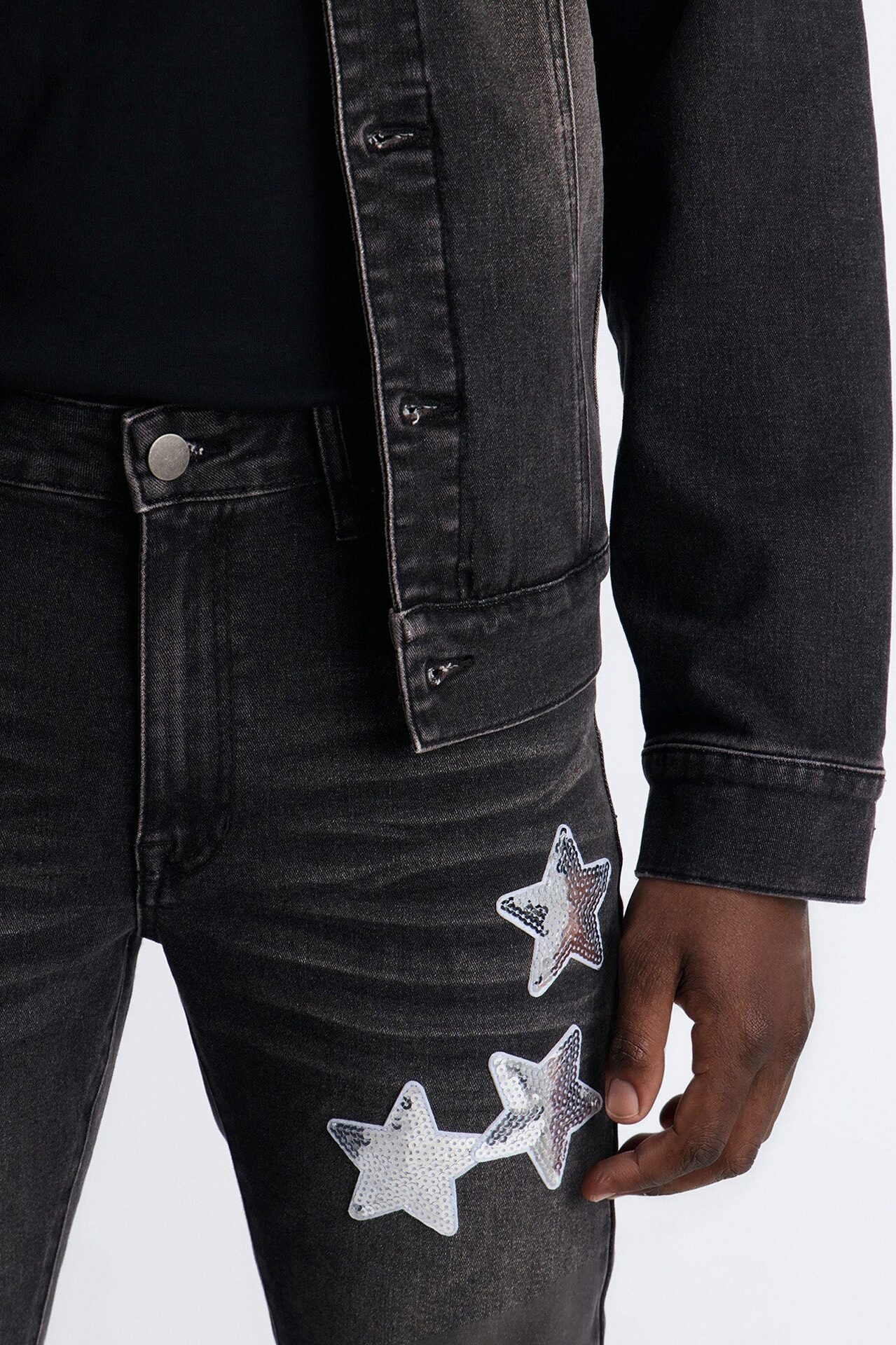 Stacked Skinny Electric Stretch Denim Jeans - Black Wash