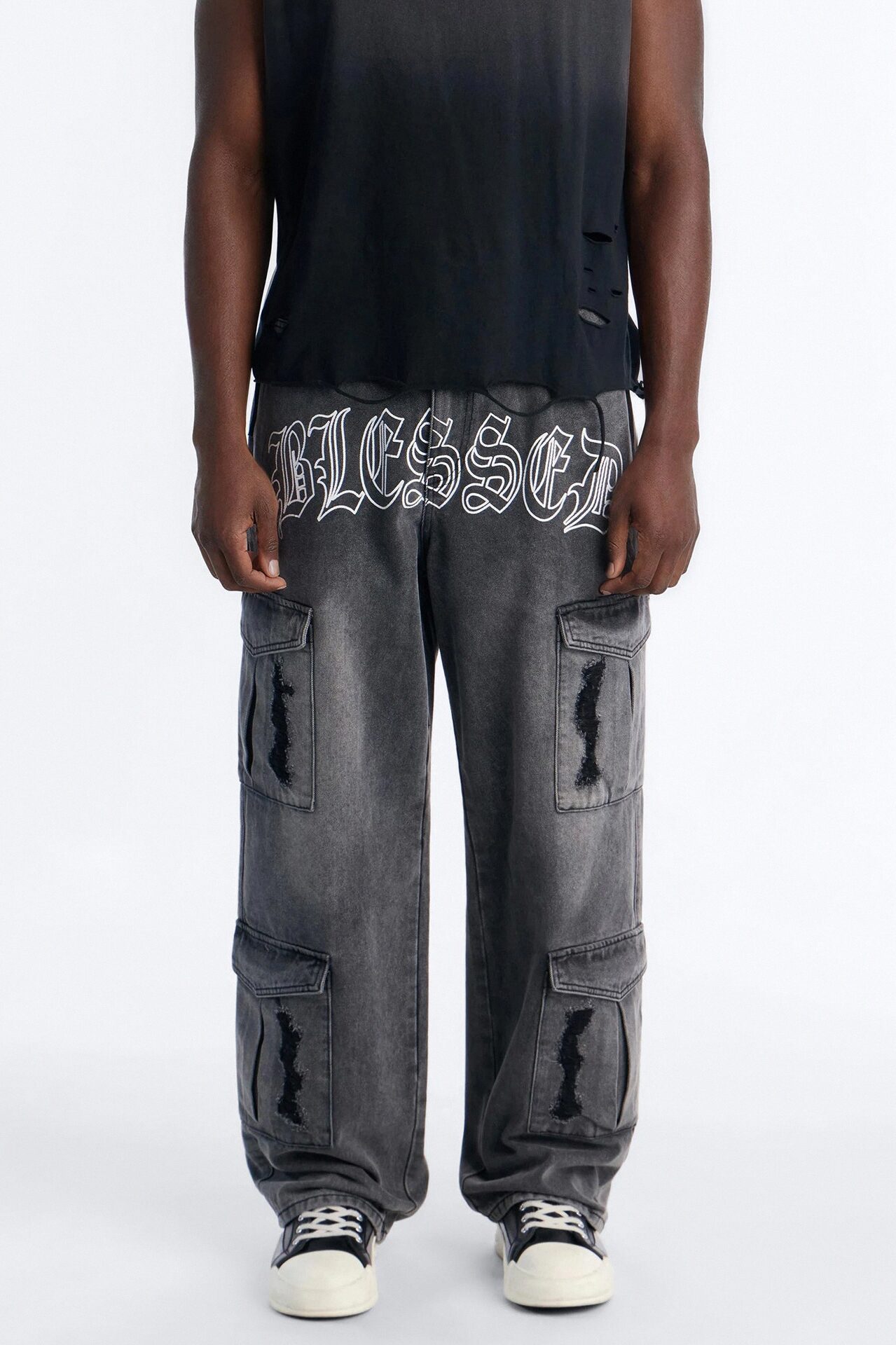 Blessed Chaos Cargo Jean - Black Wash