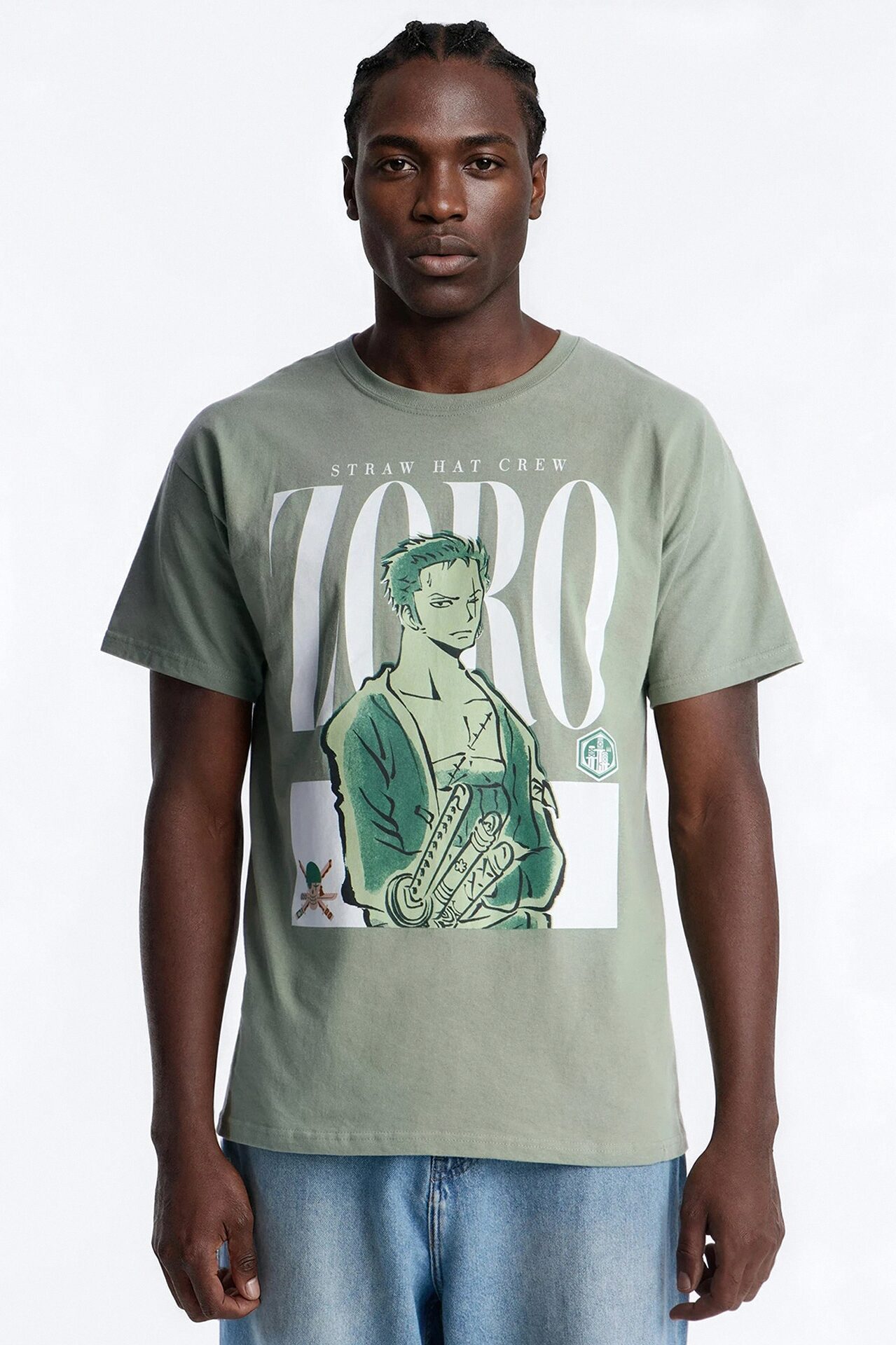 One Piece Zoro Pirate Hunter Oversized Short Sleeve Tee - Sage