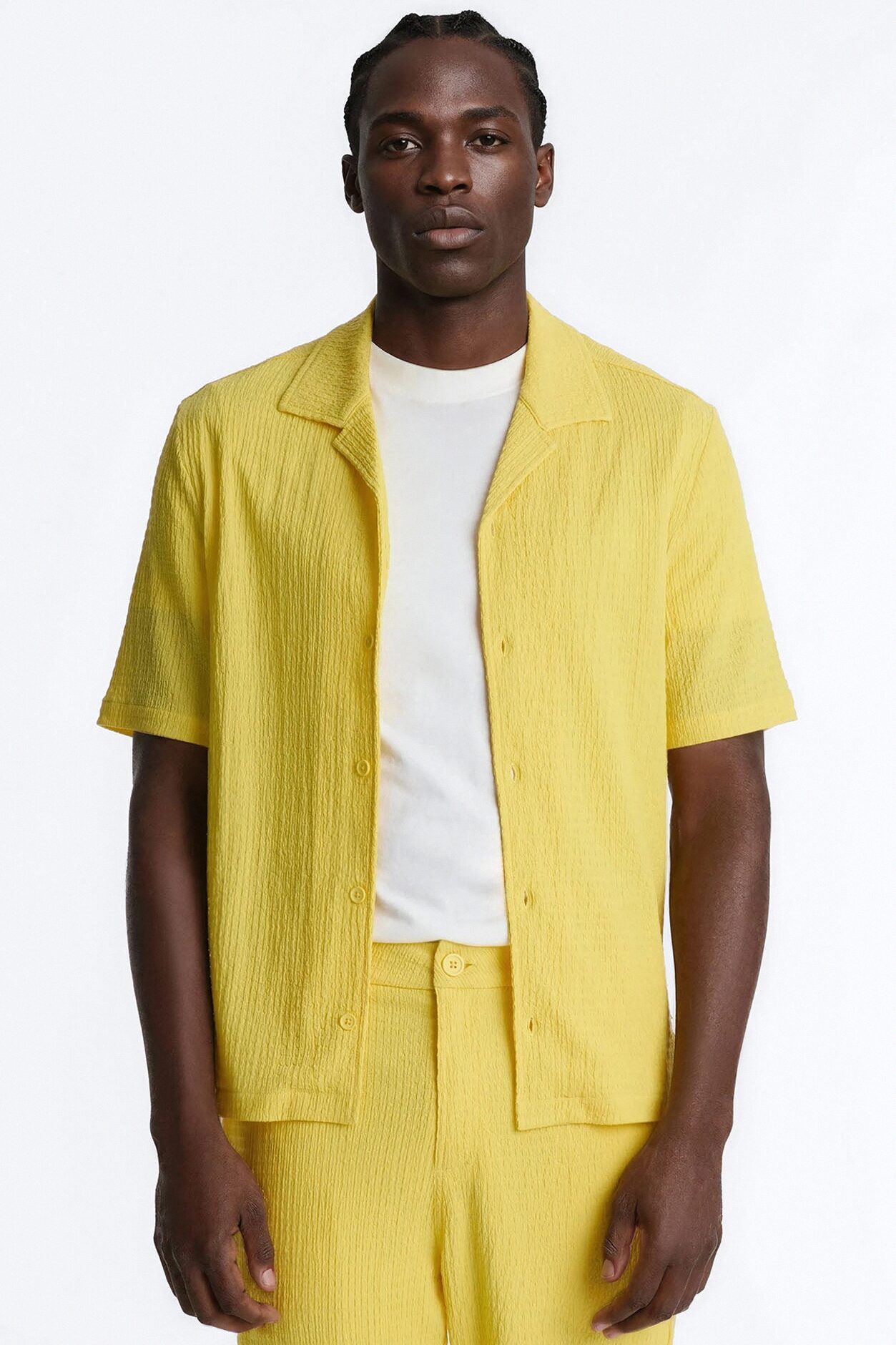 Burton Cuban Collar Button Up Shirt - Yellow