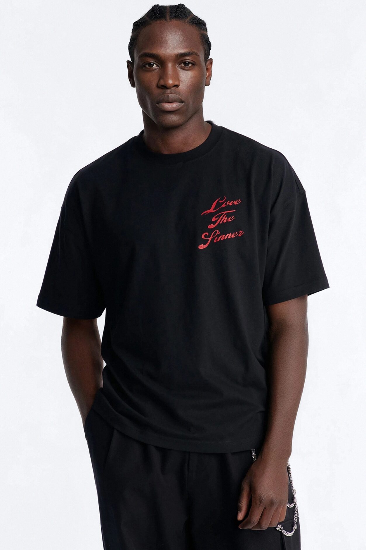 Love The Sinner Oversized Short Sleeve Tee - Black