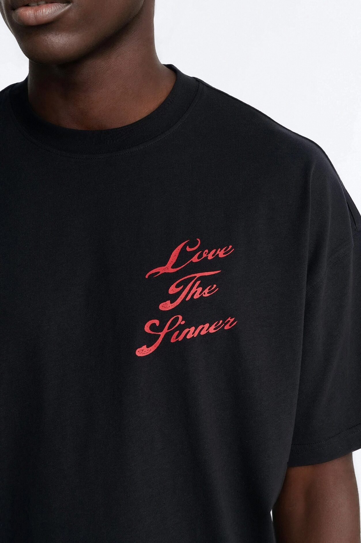 Love The Sinner Oversized Short Sleeve Tee - Black