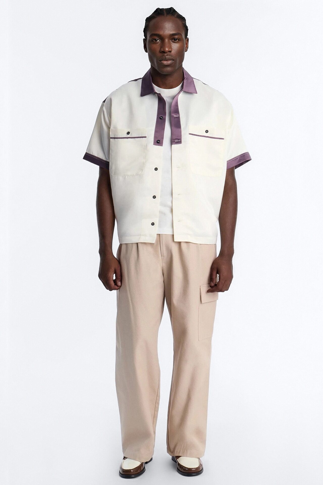 Opulent Satin Button Up Shirt - White/combo