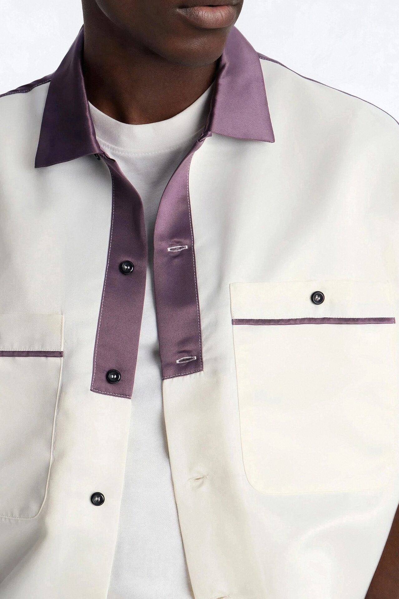 Opulent Satin Button Up Shirt - White/combo