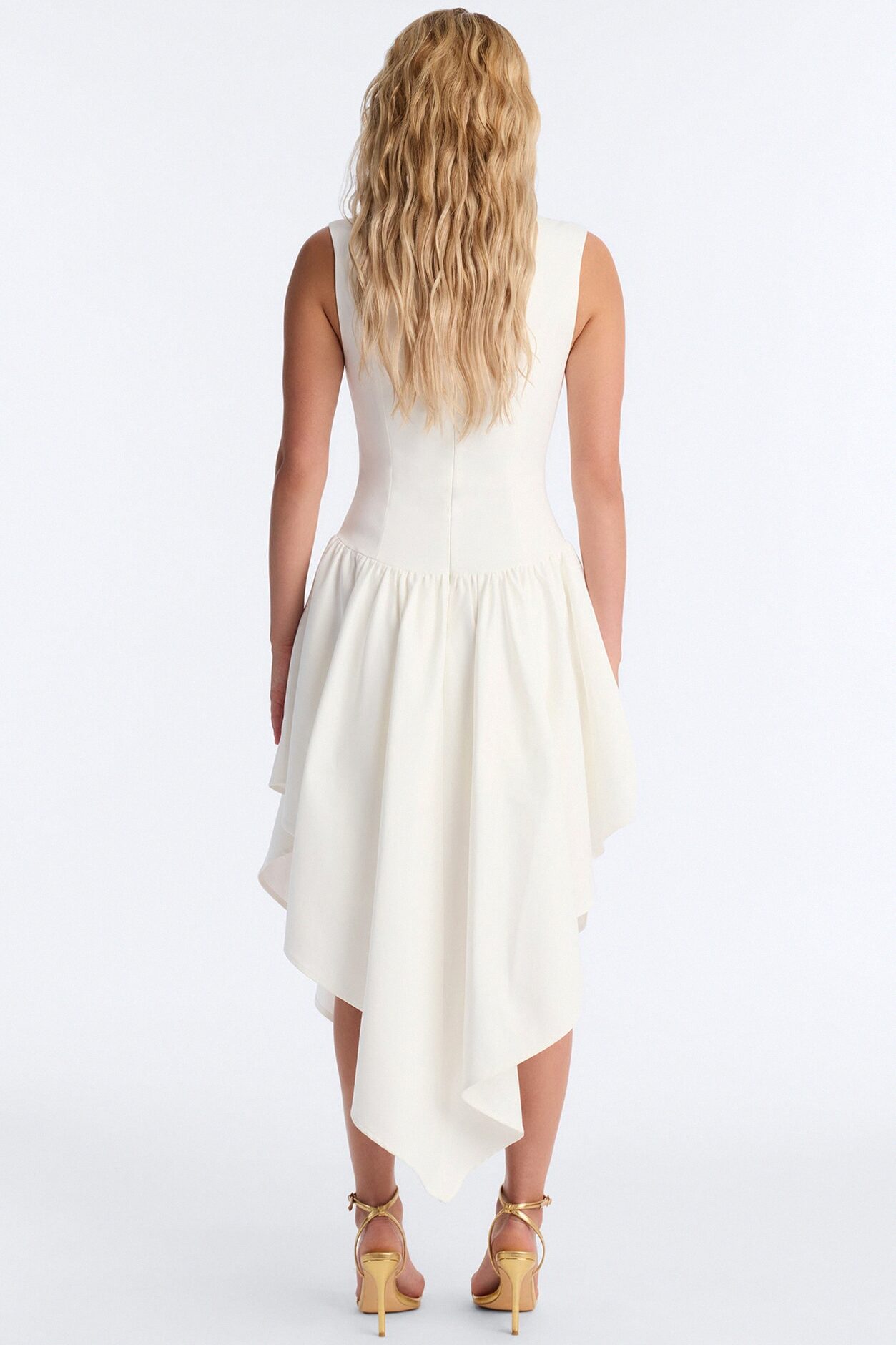 Claire Square Neck Midi Dress - White