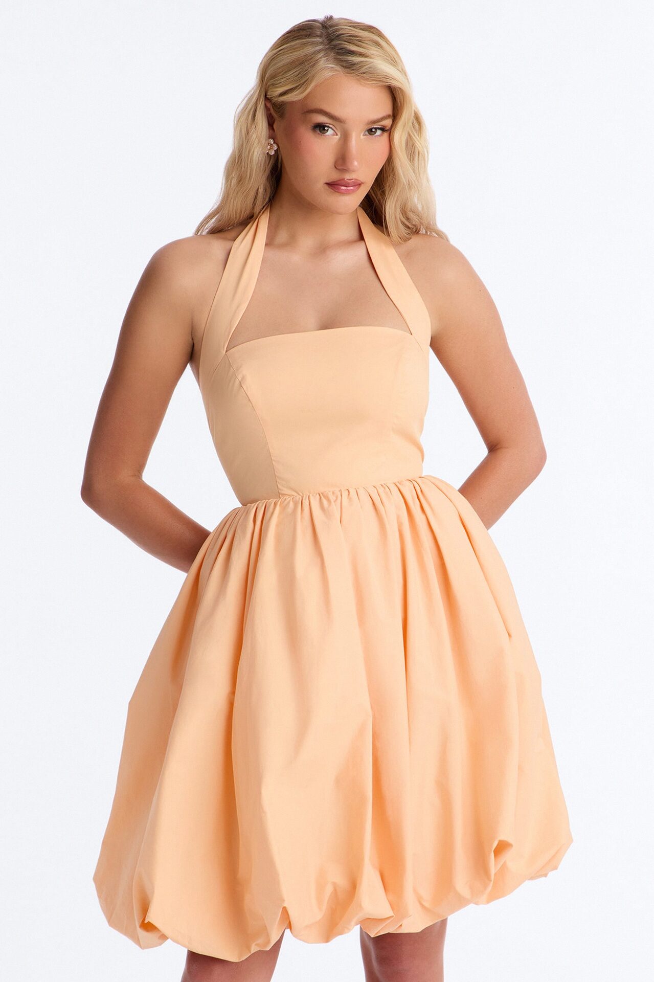 Lori Cutie Poplin Midi Dress - Peach
