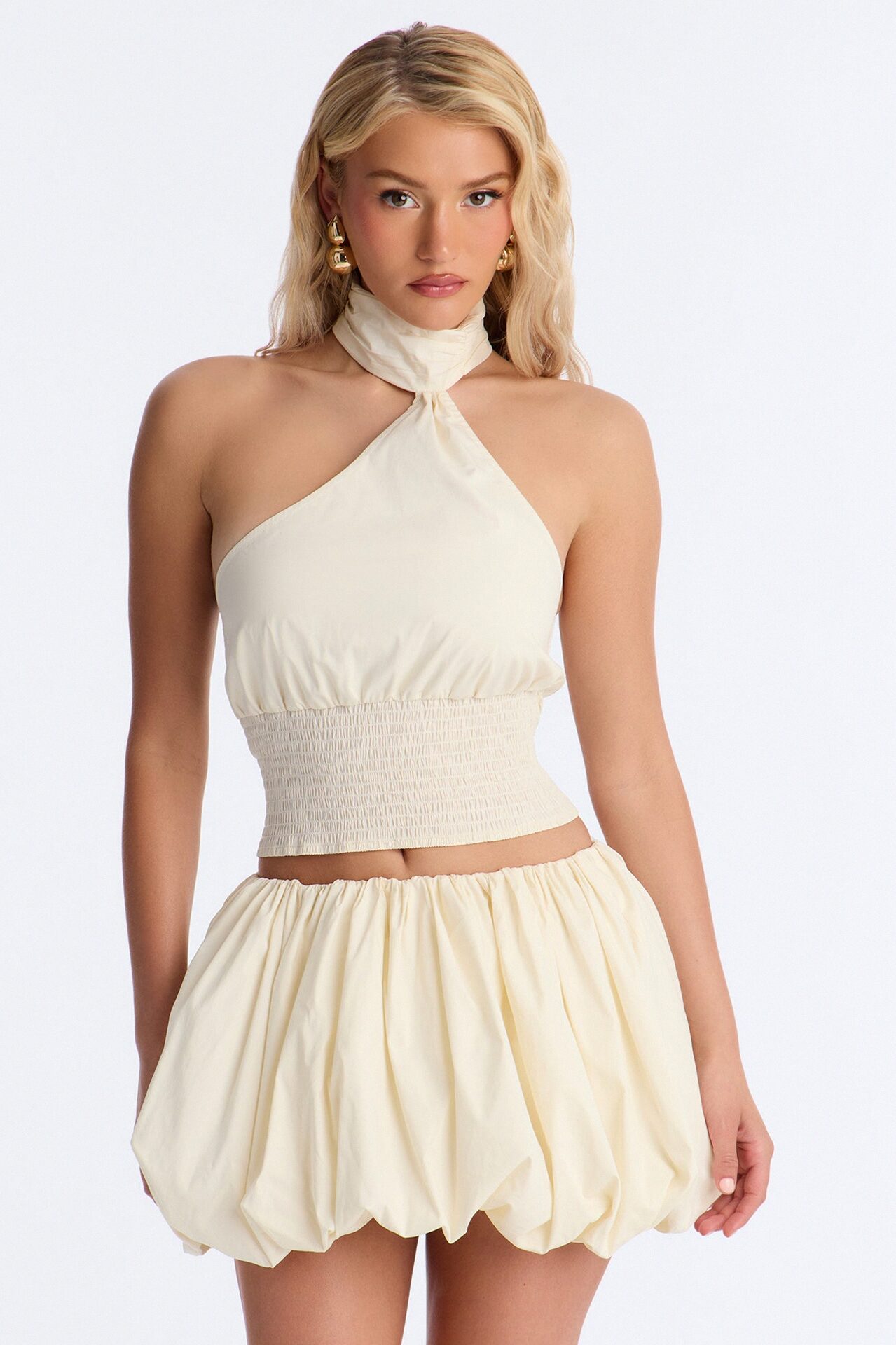 Paris Micro Mini Bubble Skirt Set - Ivory