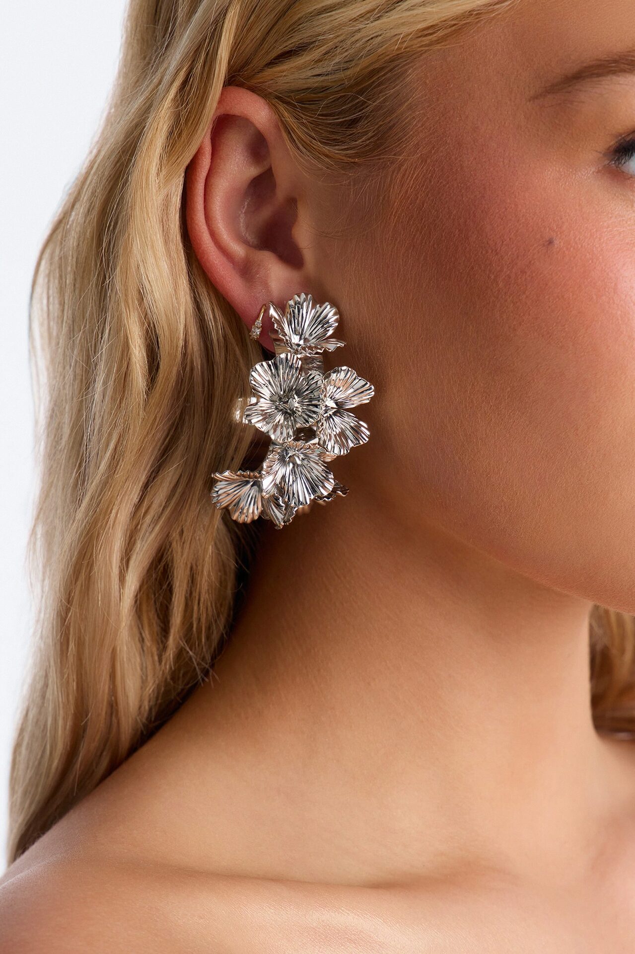 Garden Fields Hoop Earrings - Silver