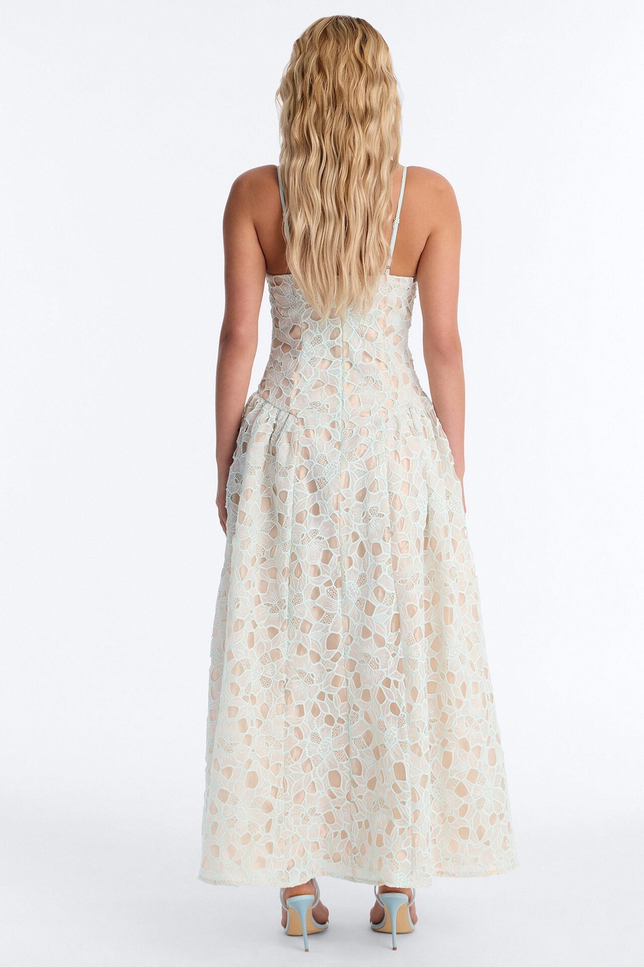 Lace Meadow Midi Dress - Light Blue