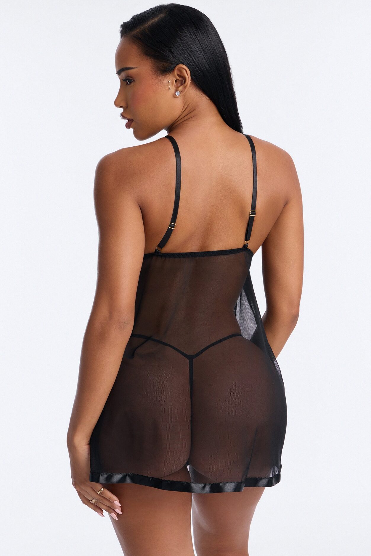 Must Be You Sheer Flyaway Lace Cup Babydoll - Black/combo