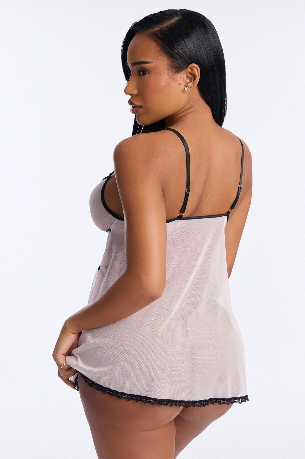 Show Me Off Sheer Contrast Bow 2 Piece Set - Pink/combo