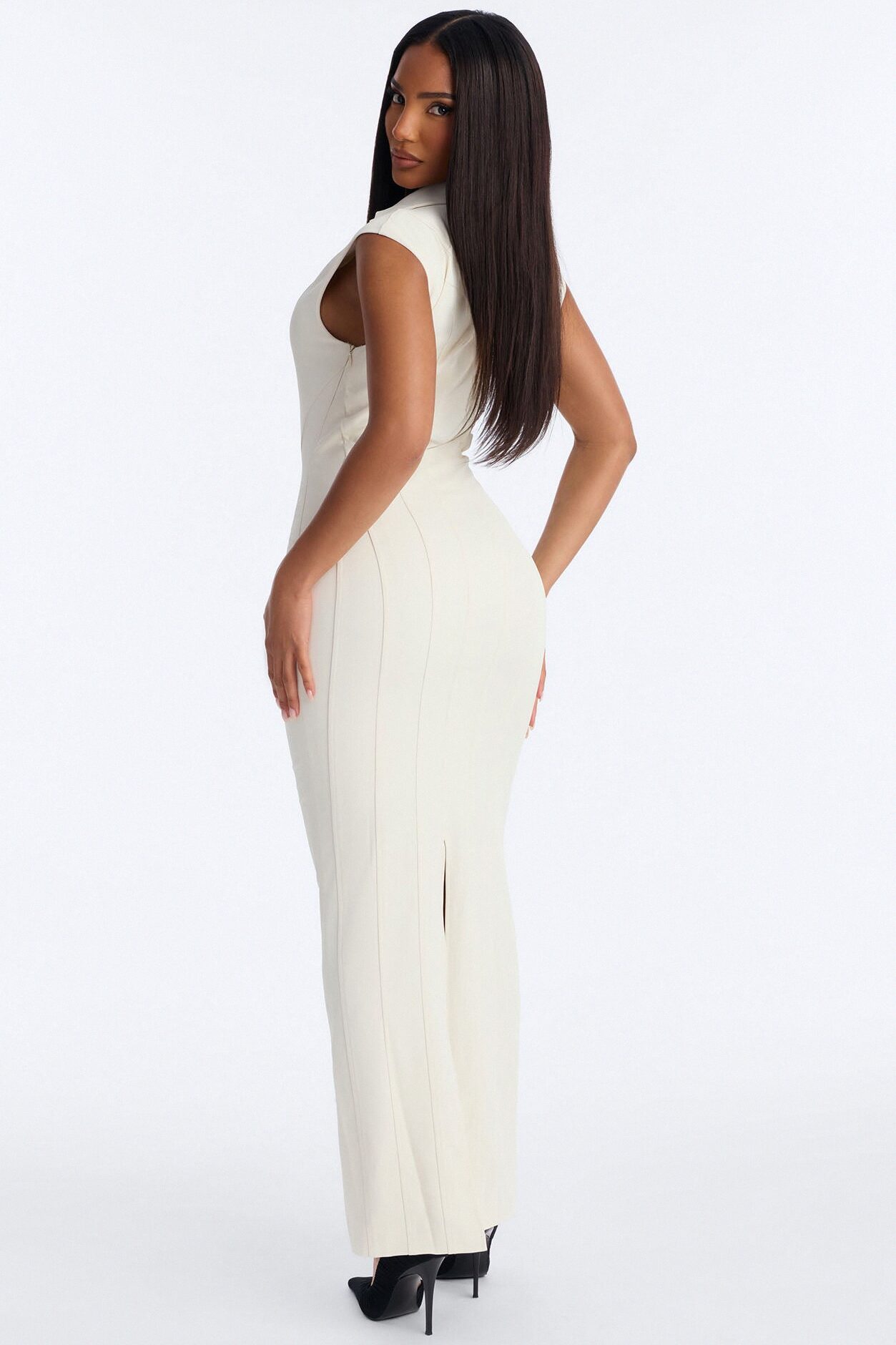 Just Divine Collared Maxi Dress - Cream
