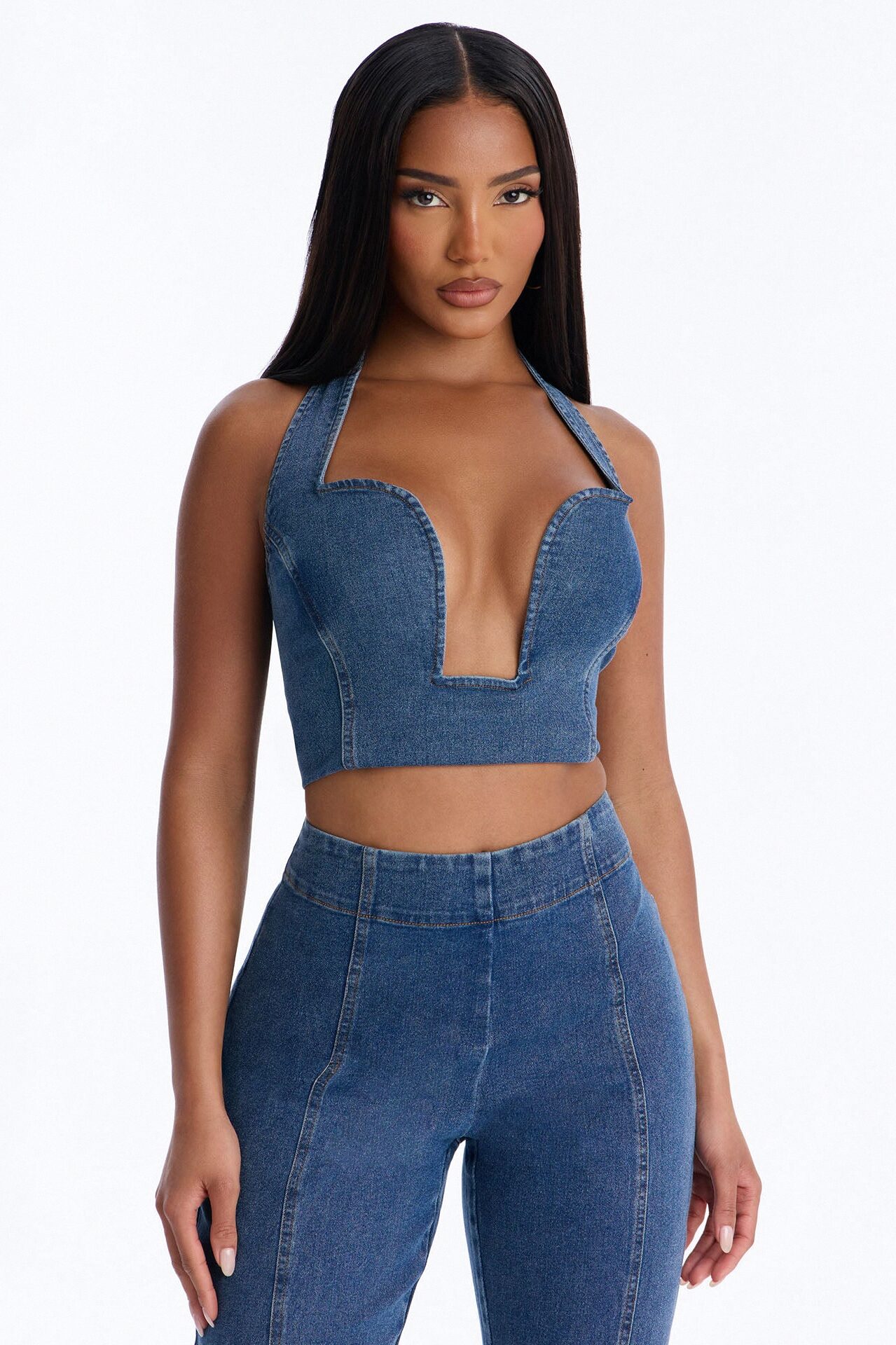 Erin Halter Denim Pant Set - Medium Wash