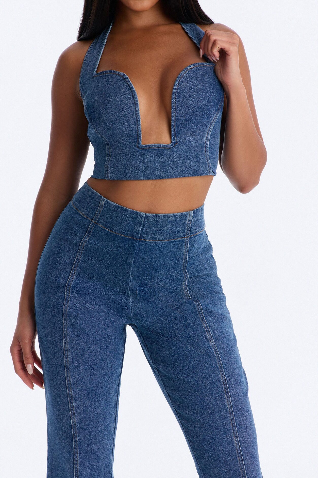 Erin Halter Denim Pant Set - Medium Wash