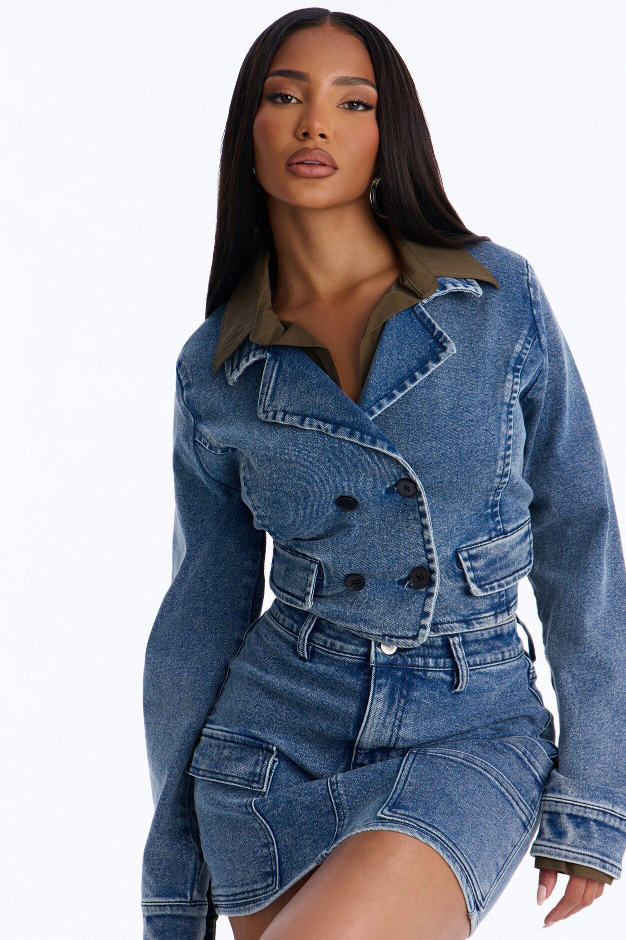 Denim Directive Skirt Set - Medium Wash