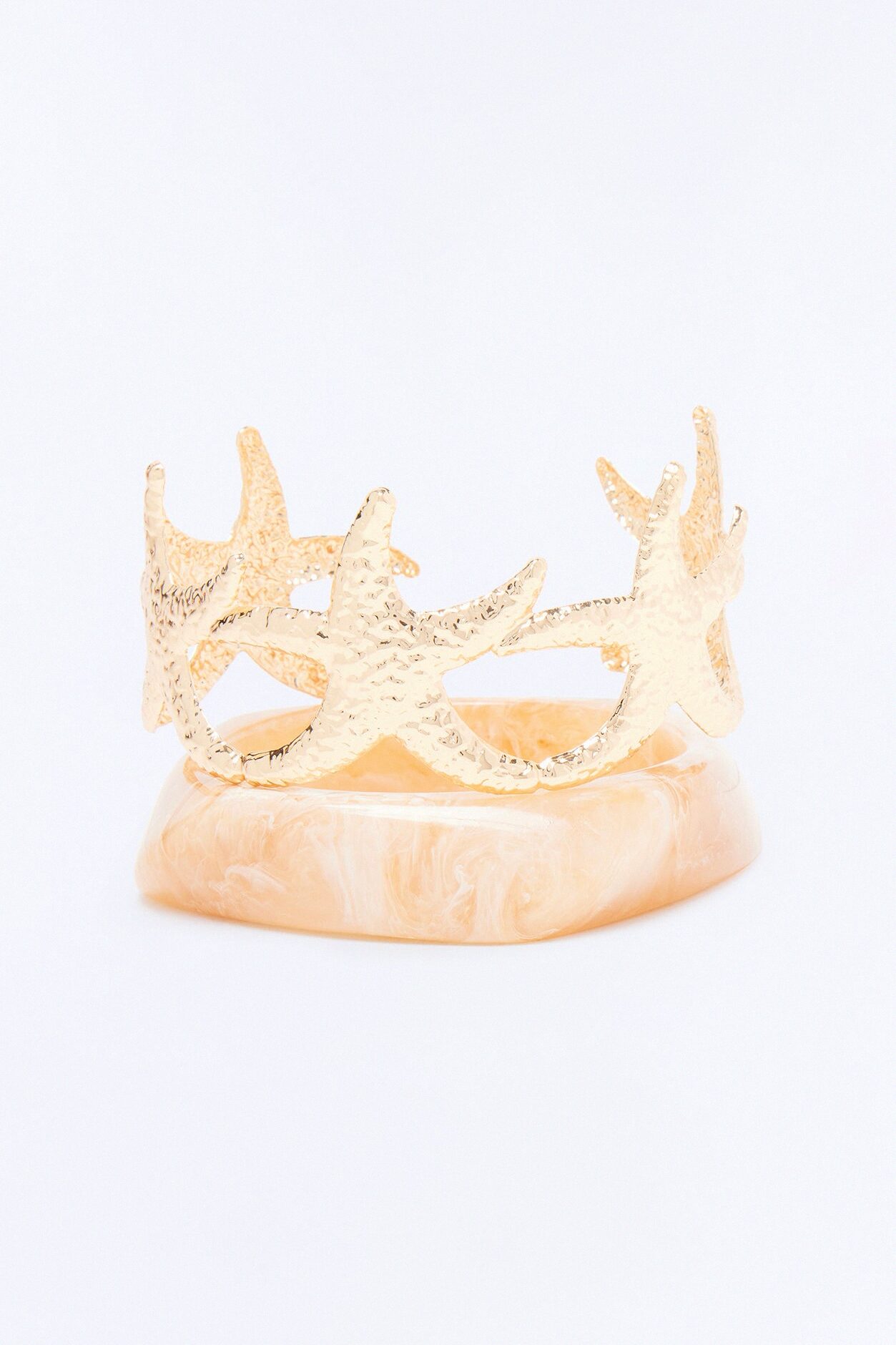 Starfish Foil 2 Piece Bracelet Set - Gold/Brown