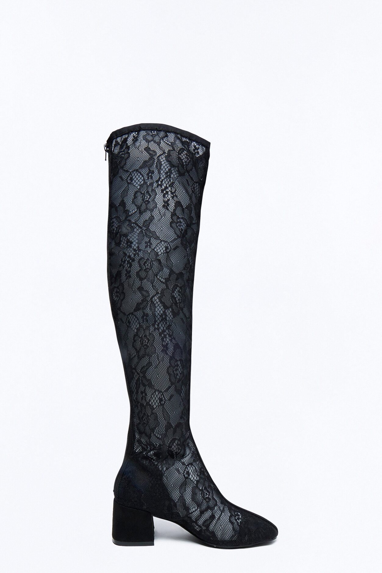 Everson Lace Thigh High Boots - Black