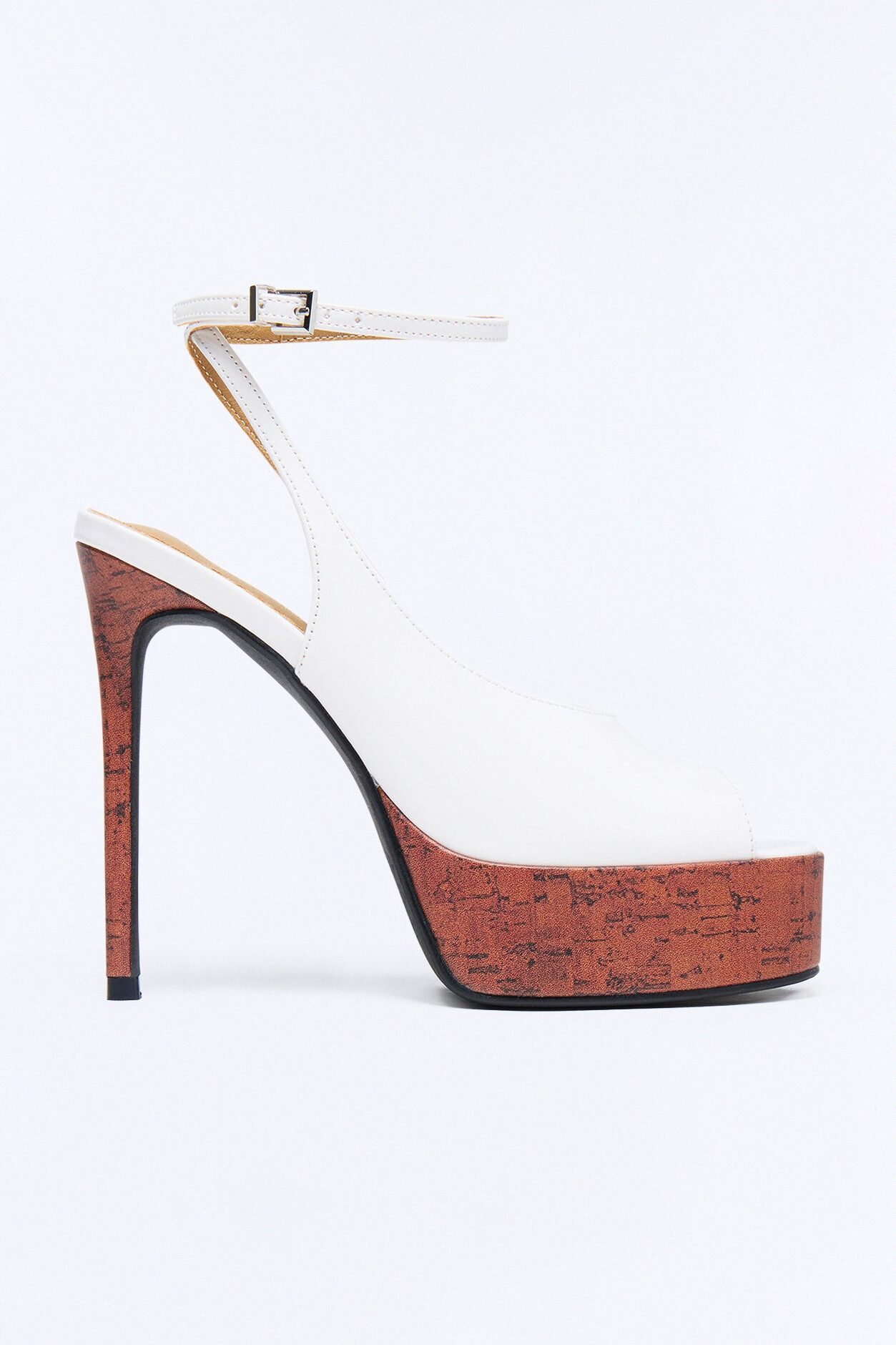Fluid Peep Toe Platform Heels - White