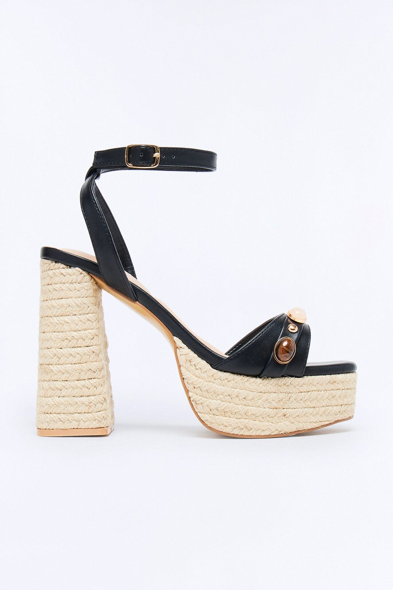 Ashia Jute Platform Heels - Black