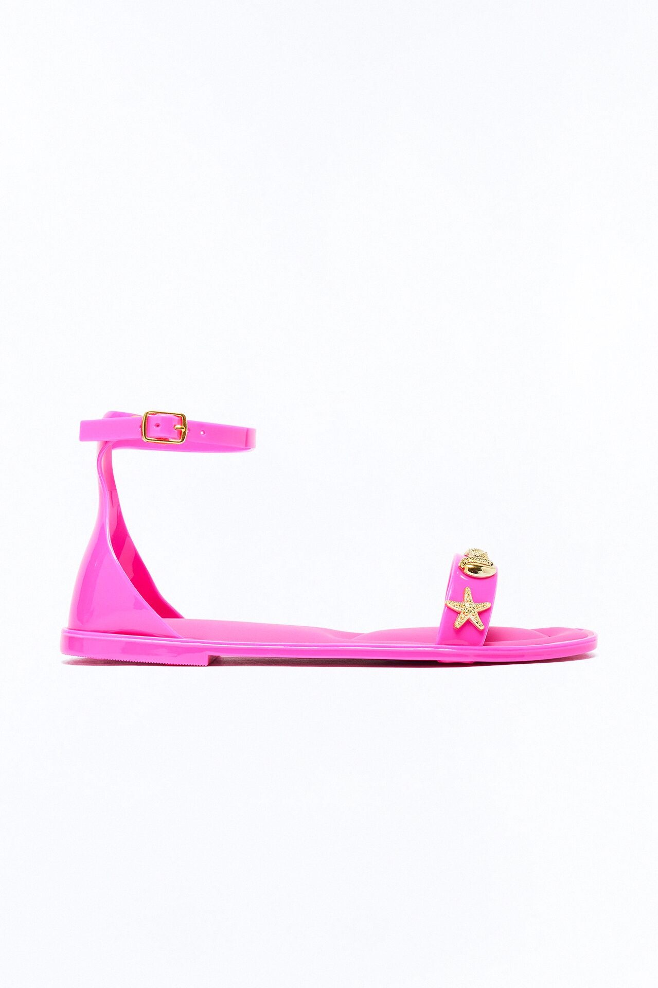 Sake Hardware Jelly Ankle Strap Sandals - Hot Pink