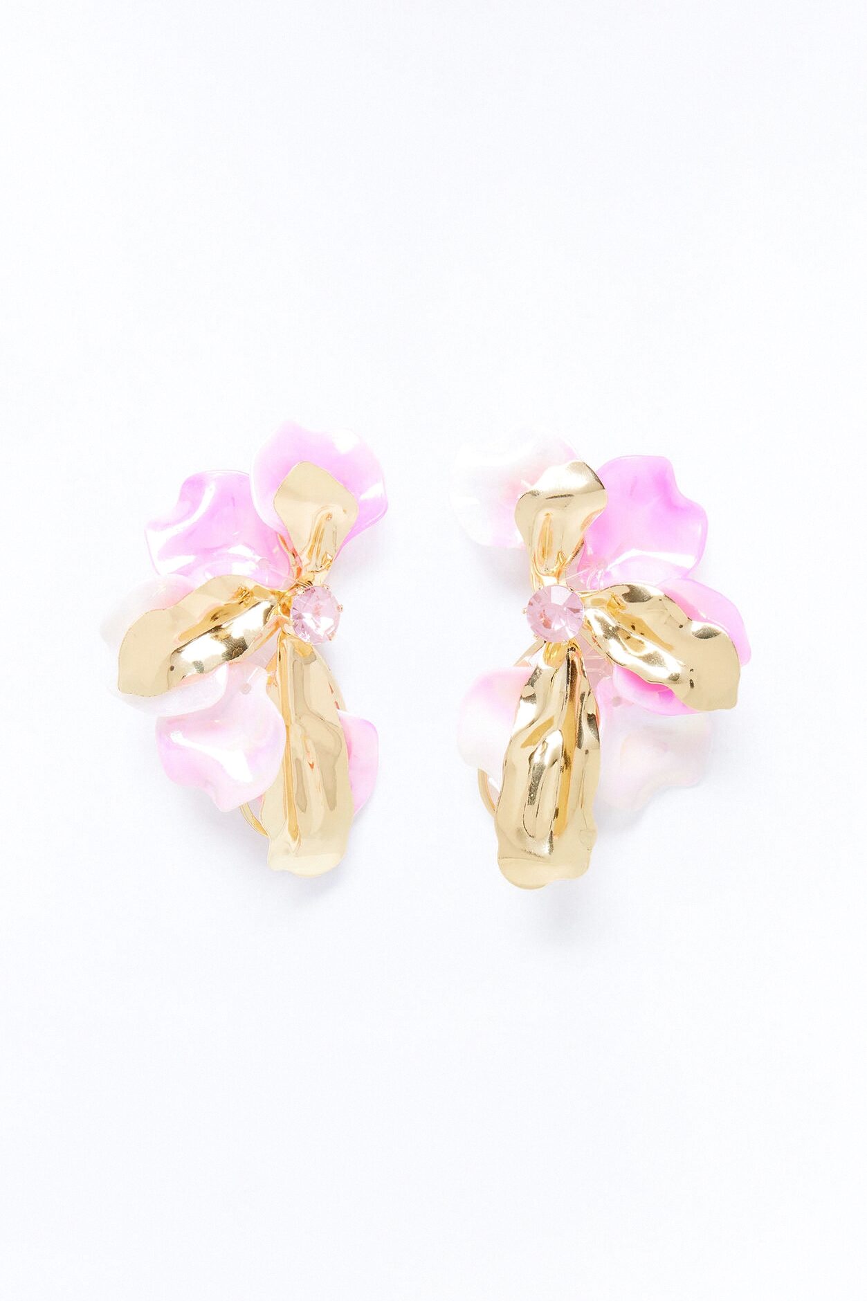 Sunlit Blossom Earrings - Gold/Pink