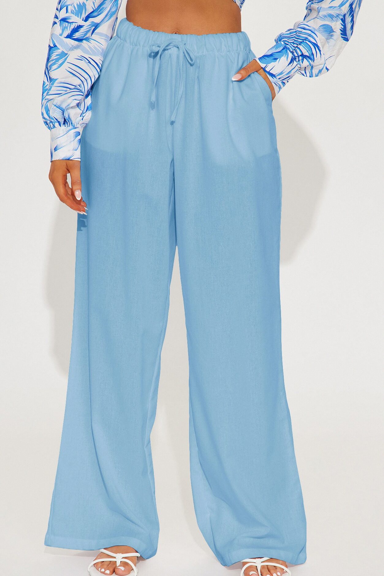Beach Walks Linen Pant - Light Blue