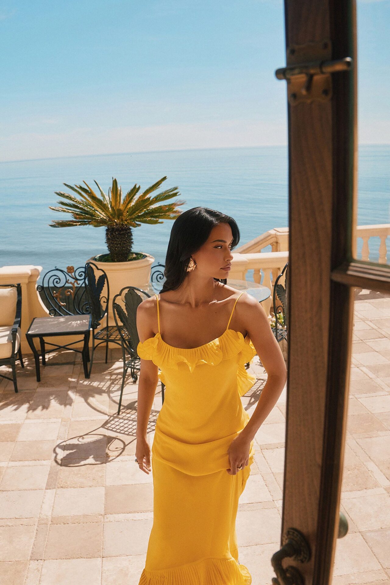 In Bloom Ruffle Chiffon Gown - Yellow