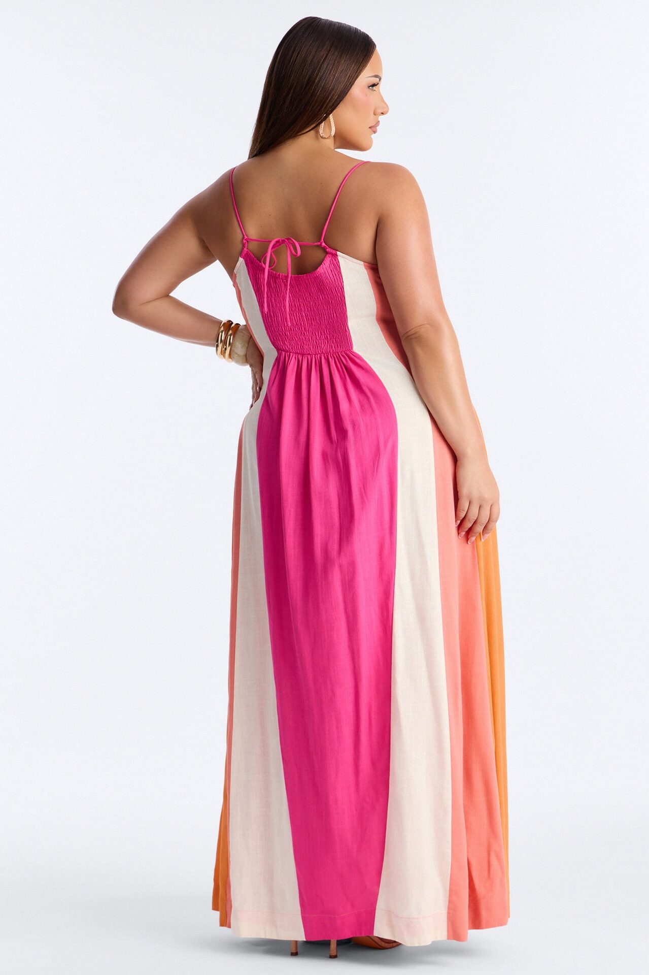 Sweet Energy Linen Maxi Dress - Fuchsia/combo