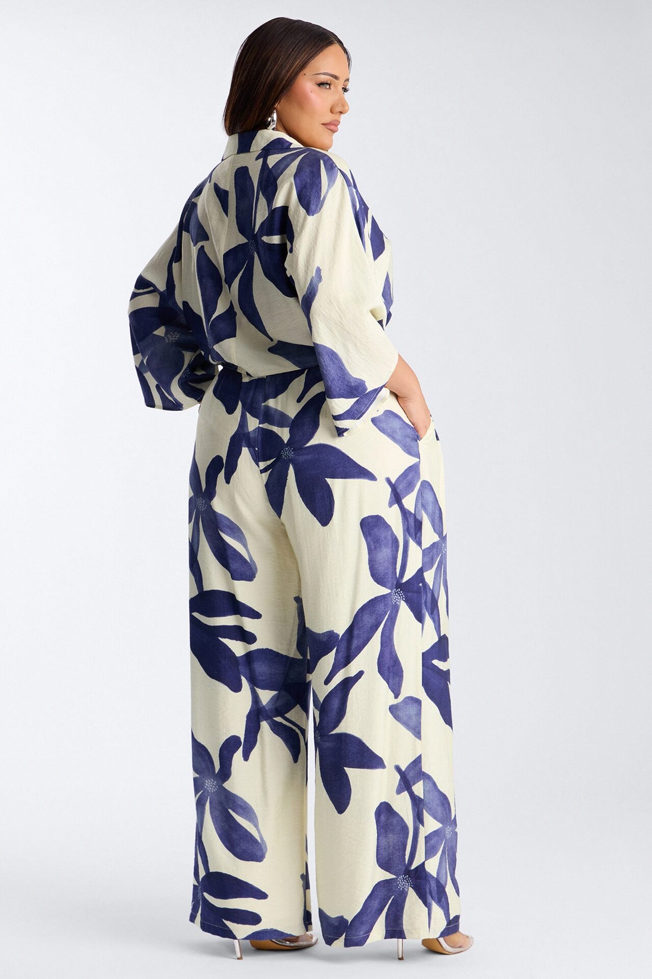Floral Desire Linen Pant Set - Blue/combo