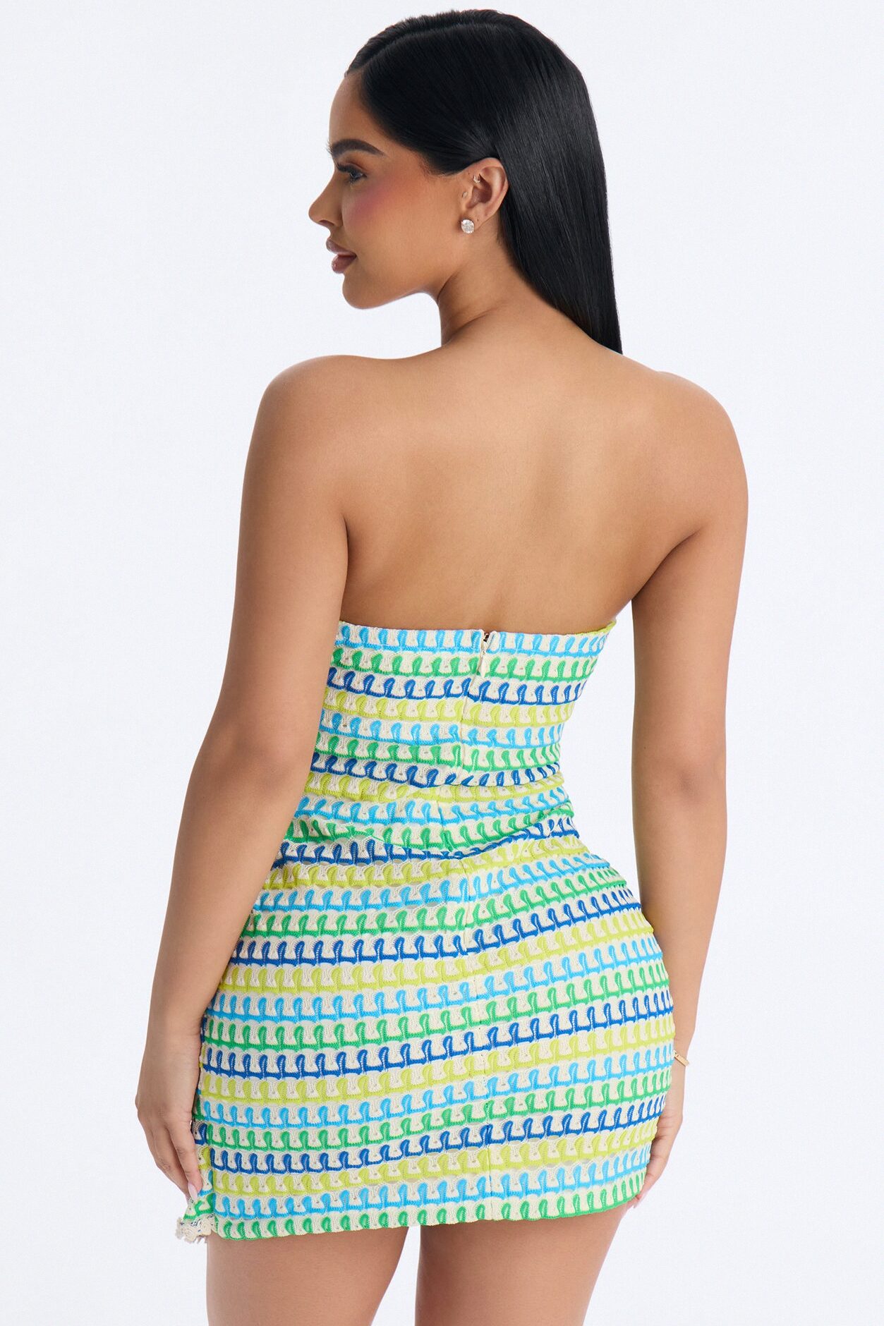 Capri Strapless Crochet Mini Dress - Blue/combo