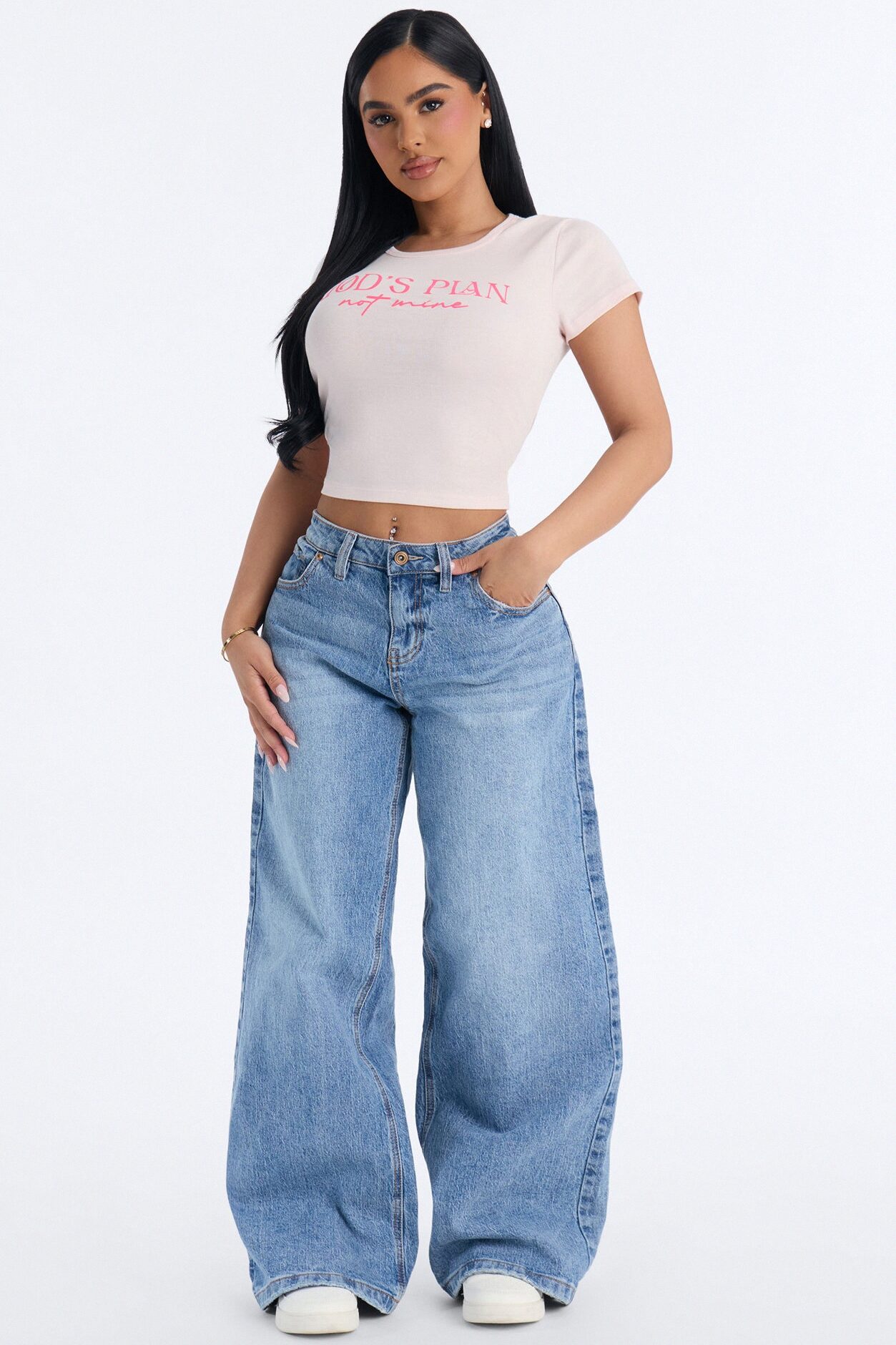 God's Plan Not Mine Baby Tee - Light Pink
