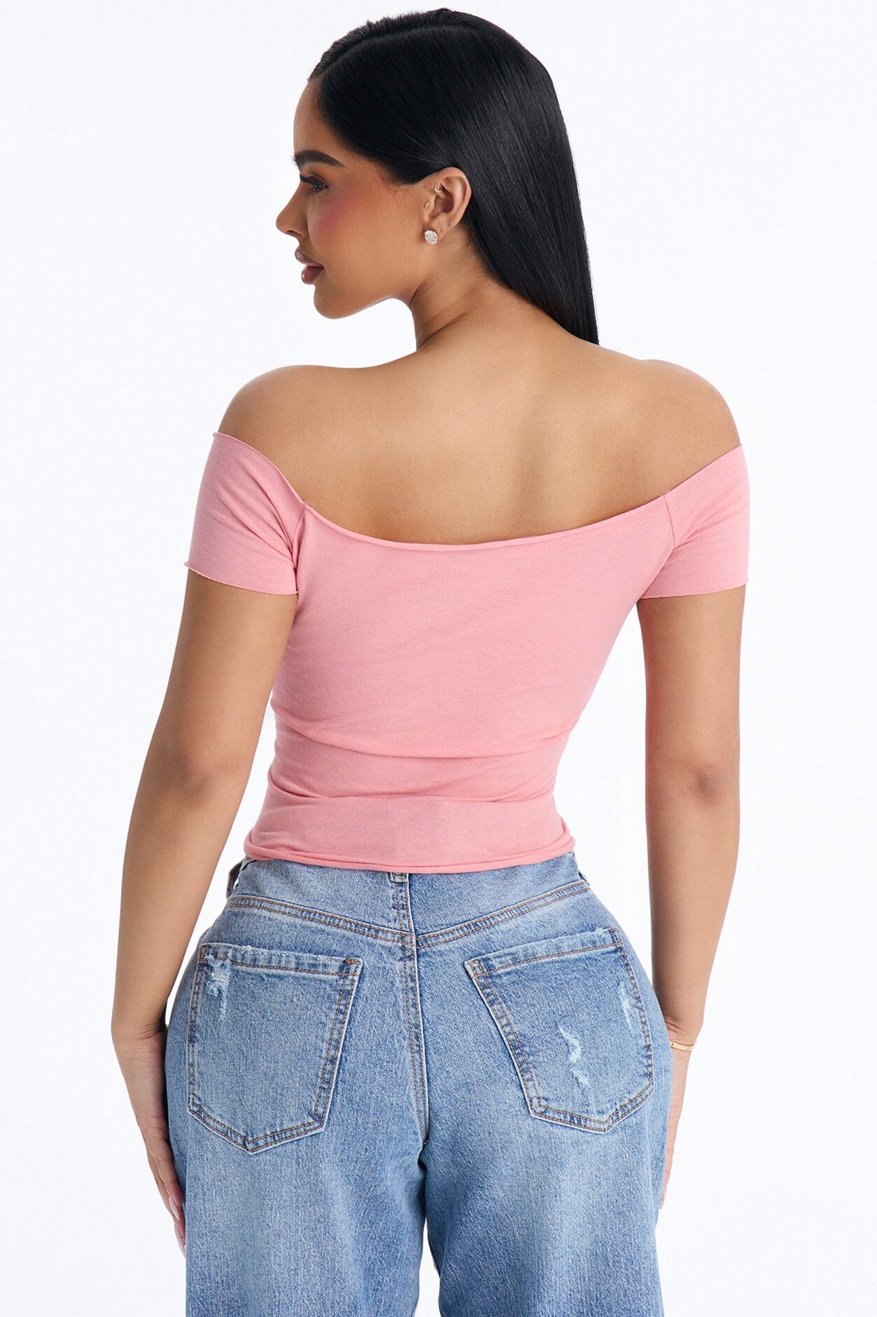 Trophy Wife Off Shoulder Tee - Pink