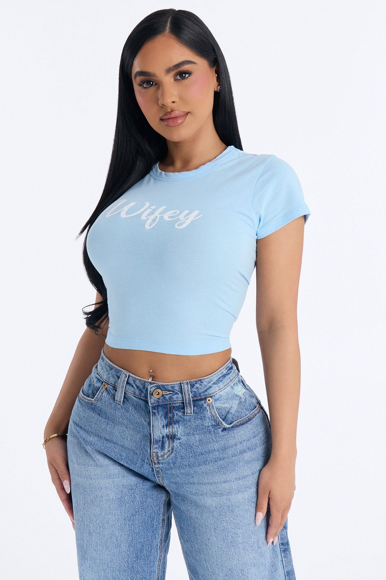 Wifey Baby Tee - Light Blue