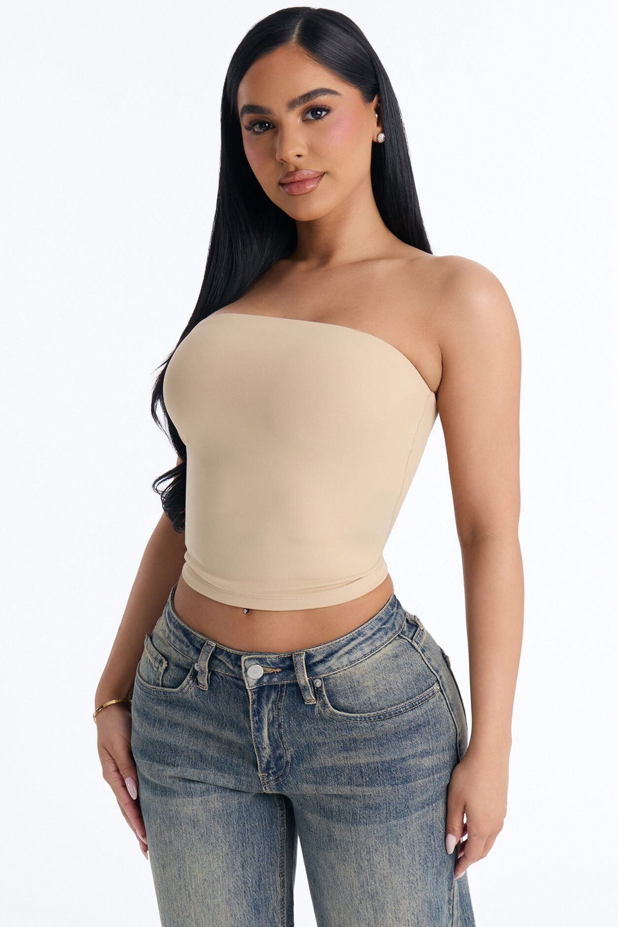 Veronica Double Lined Tube Top - Taupe