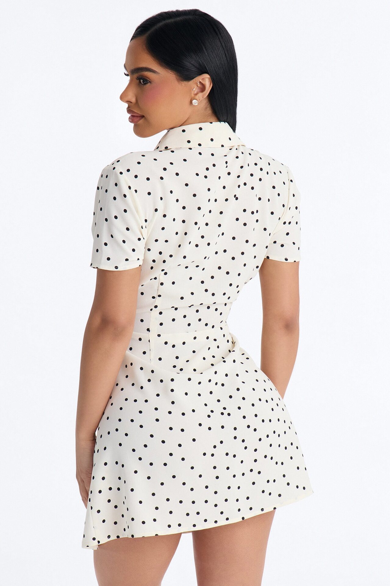 Jordan Polka Dot Shirt Mini Dress - White/Black
