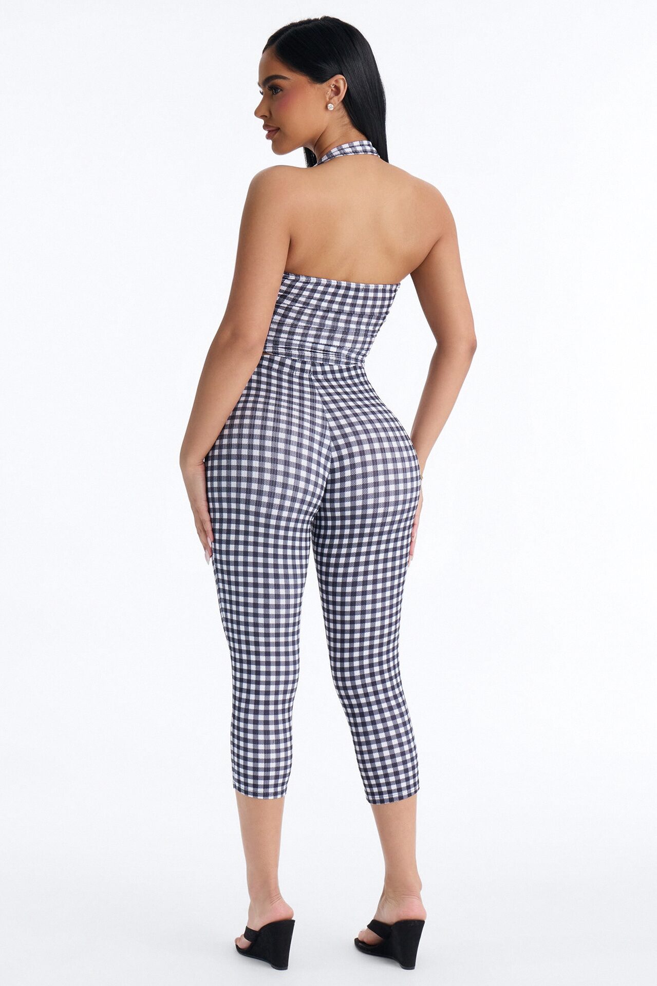 Annie Gingham Capri Set - Black/White