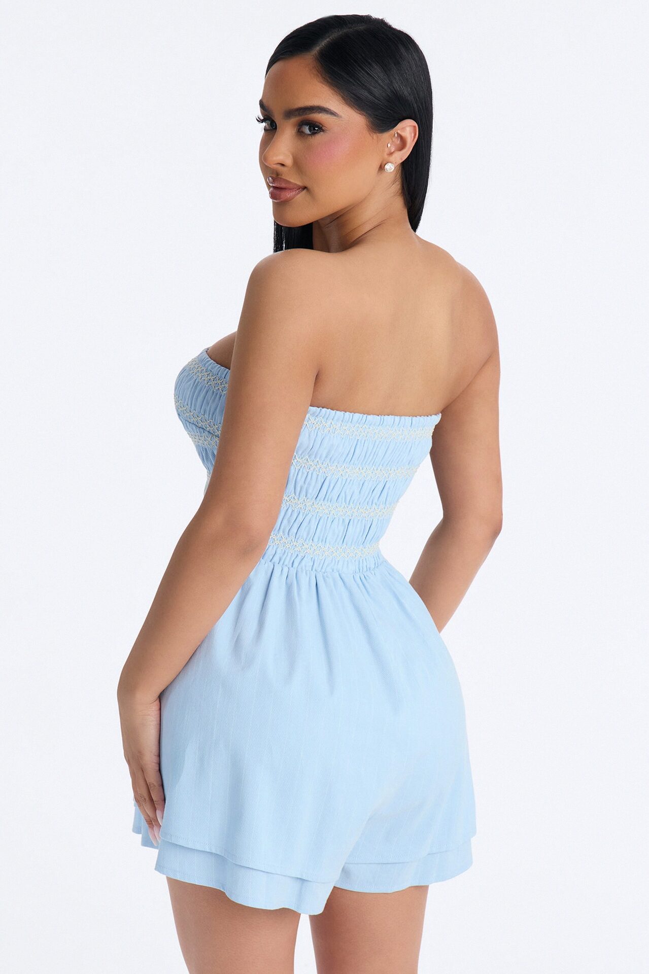 Chantel Strapless Romper - Light Blue