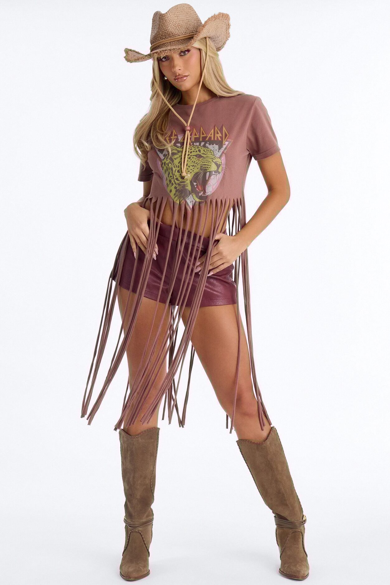 Def Leppard Fringe Tee - Brown