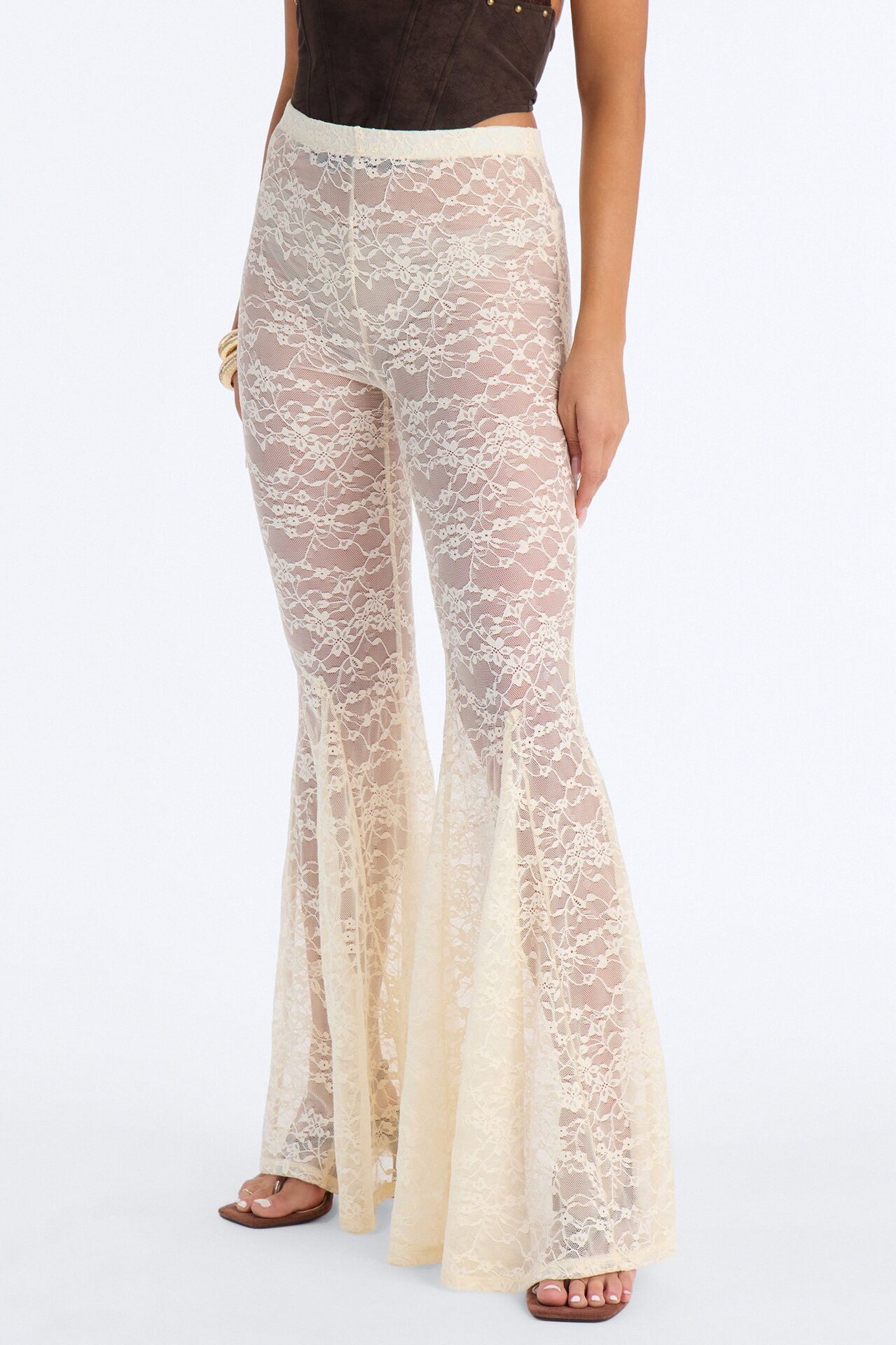 Emmalyn Lace Flare Pant - Cream