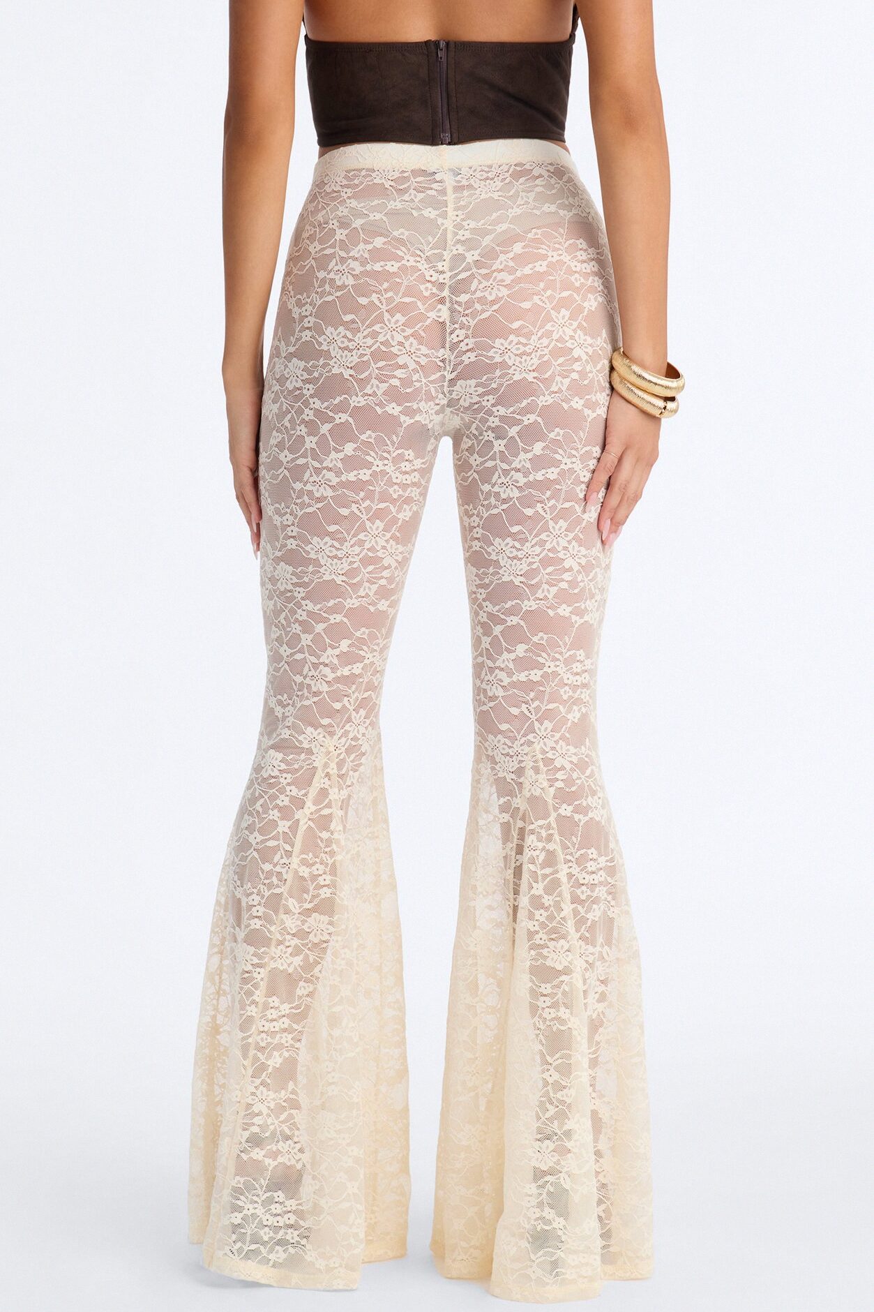 Emmalyn Lace Flare Pant - Cream