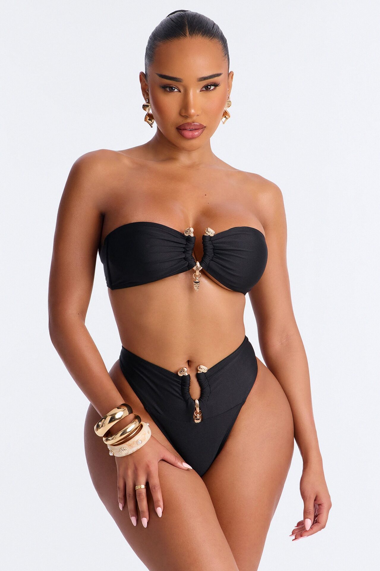 Eloise 2 Piece Strapless Bandeau Bikini Set - Black