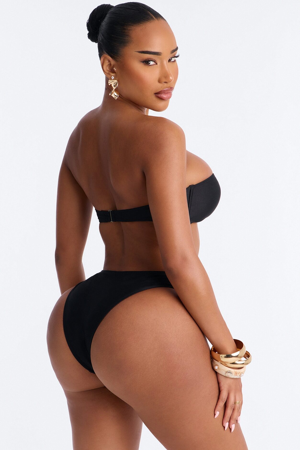 Eloise 2 Piece Strapless Bandeau Bikini Set - Black