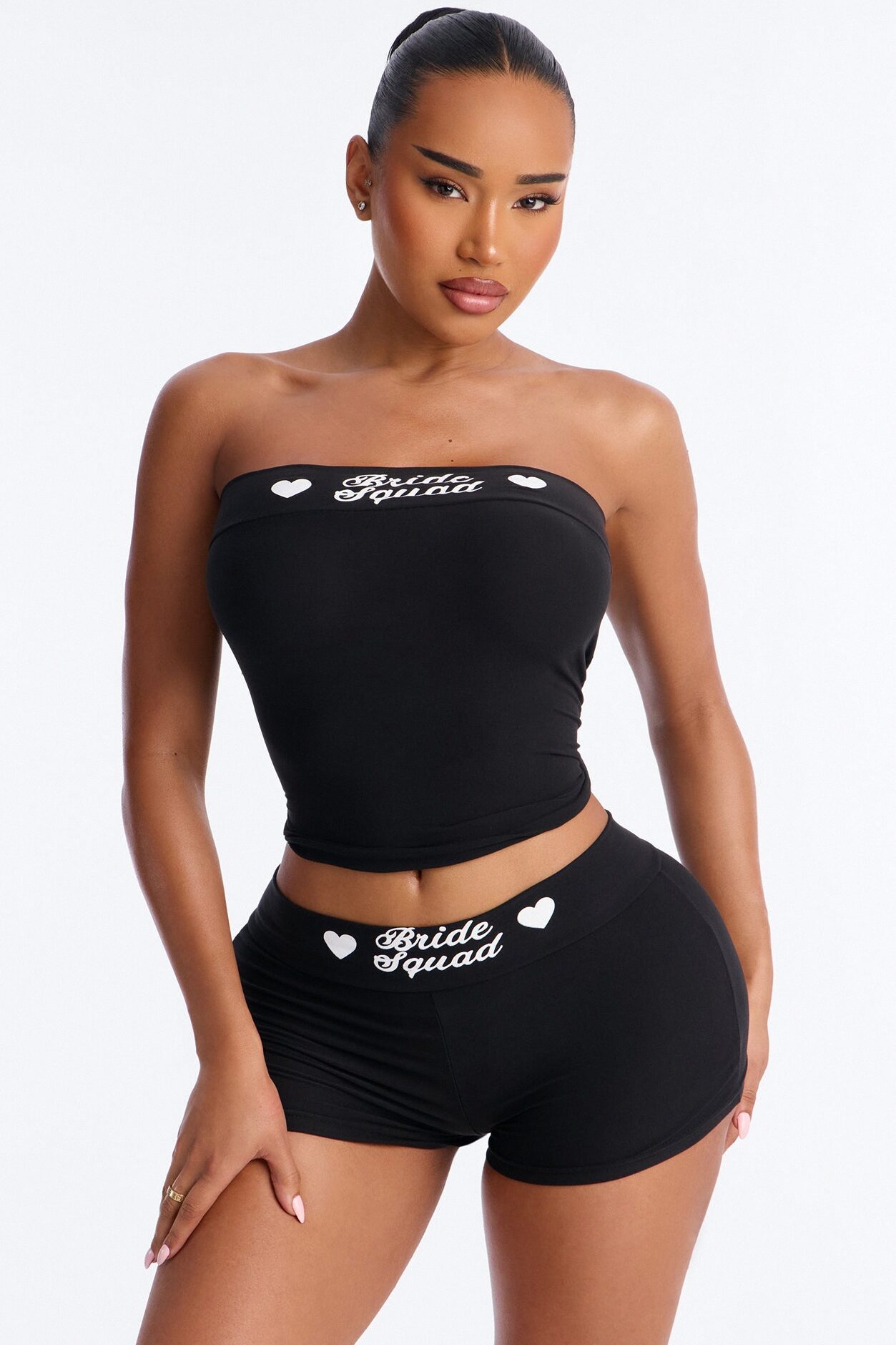 Let's Bach Squad PJ Strapless Top & Short Set - Black/White