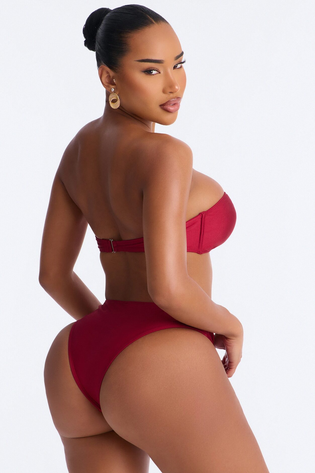 Eloise 2 Piece Strapless Bandeau Bikini Set - Burgundy